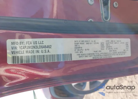 2020 Jeep Cherokee Limited 4X4 from USA, damaged, VIN 1C4PJMDN3LD646462